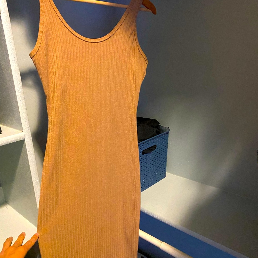 Bodycon tank sleeveless dress ribbed knit mindi club dress